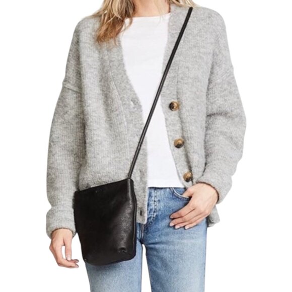 Baggu Black Soft Milled Leather Crossbody Shoulder Bag Minimalist Classic - Picture 2 of 12